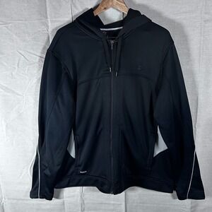 Starter Mens Dri-Star Full Zip Hoodie Black Silver Performance Jacket RM39300 L